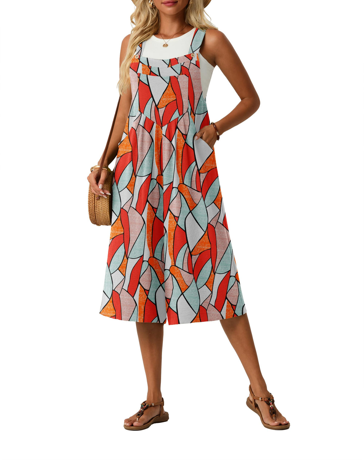 Lepunuo Womens Summer Capri Wide Leg Pants Rompers Boho Loose Fit