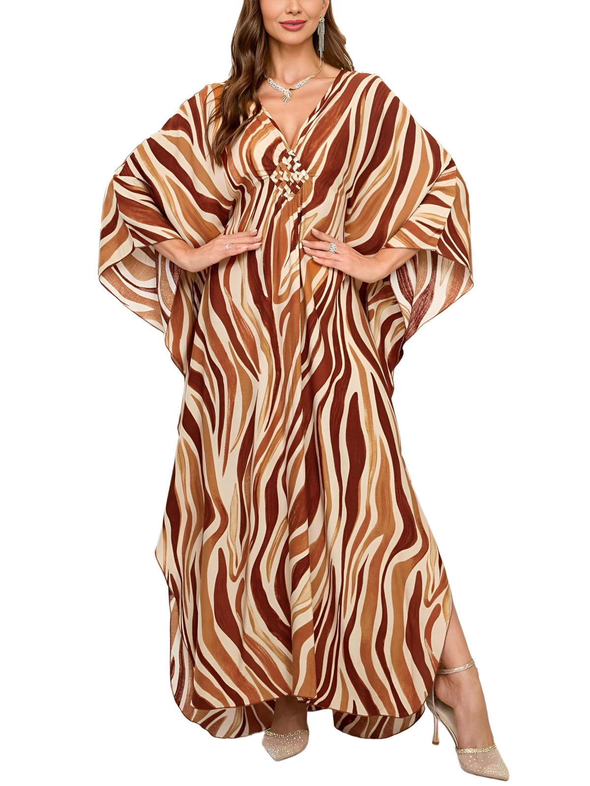 KEYLORTING Plus Size Kaftan Dress Women, African Moo Moo Print Caftan, Batwing Dress, Beach Cover Up for Party and Loungewear