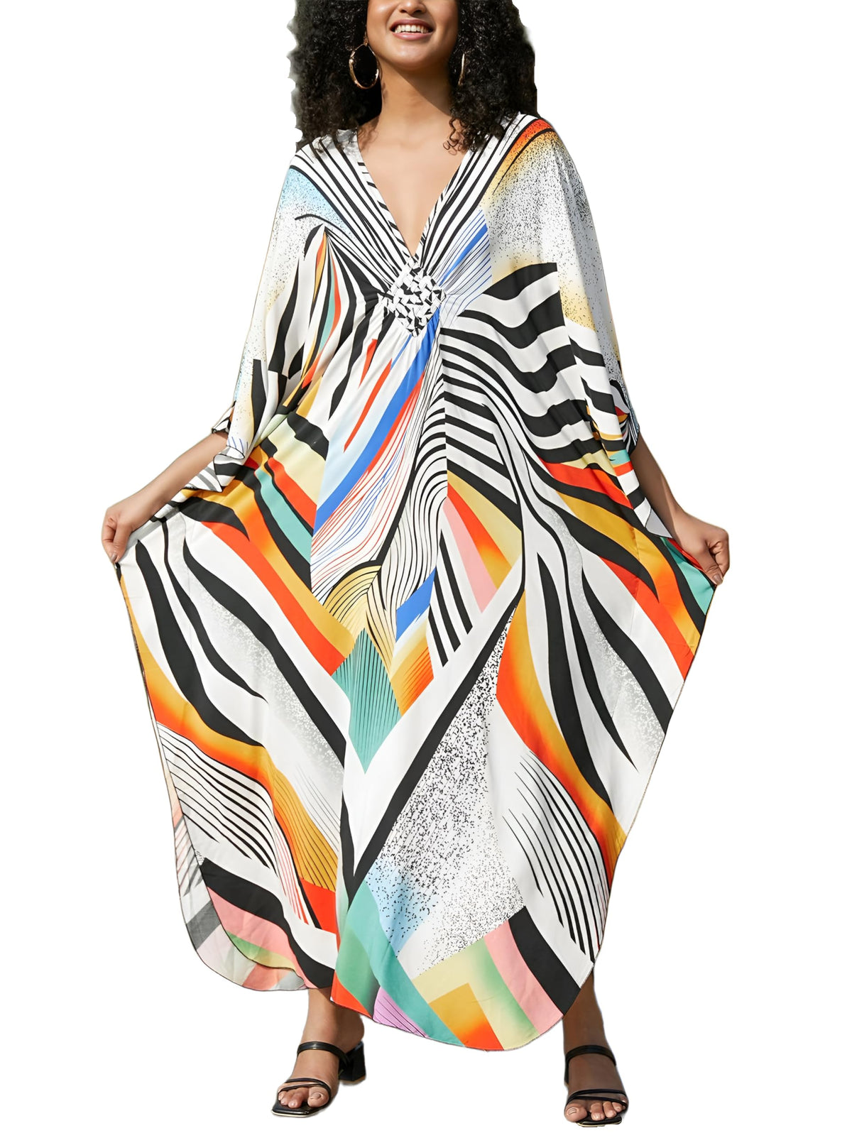 KEYLORTING Plus Size Kaftan Dress Women, African Moo Moo Print Caftan, Batwing Dress, Beach Cover Up for Party and Loungewear