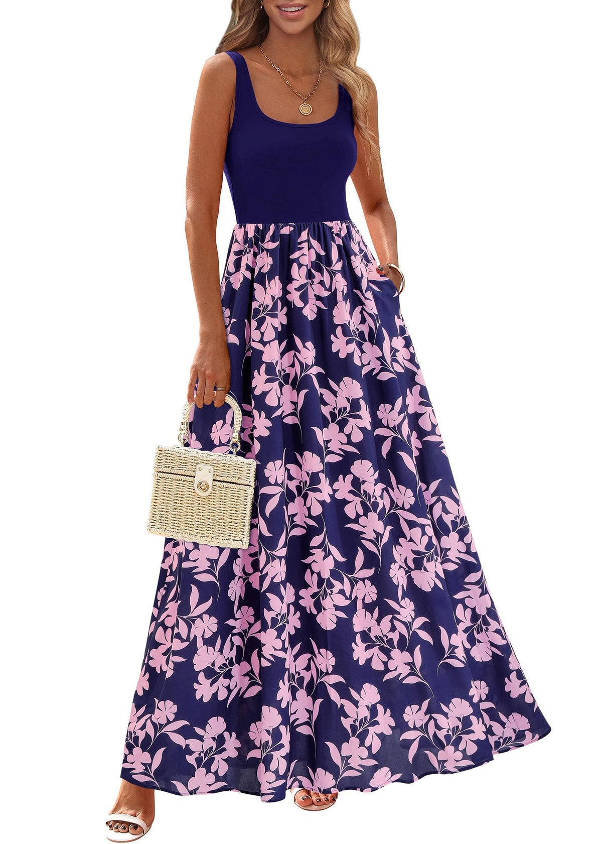 KIRUNDO Women's Summer Maxi Dress Boho Floral Long Sundress