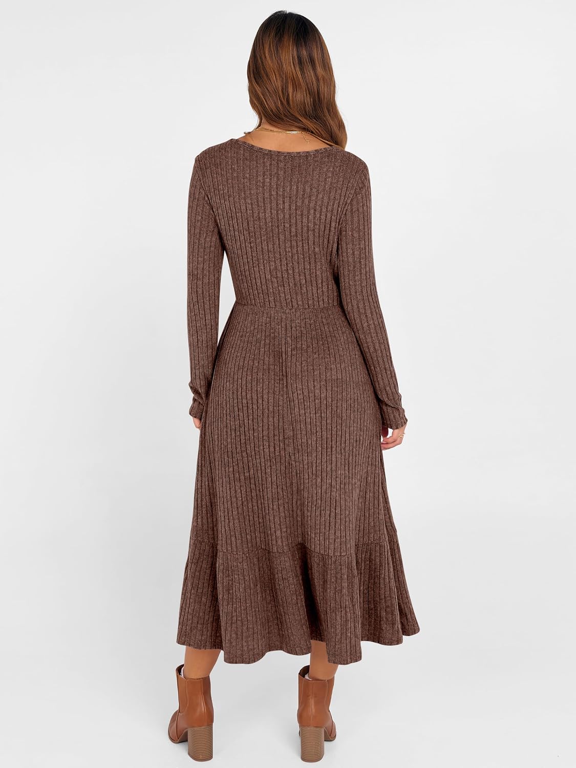 ANRABESS Womens Fall Long Sleeve Midi Dress