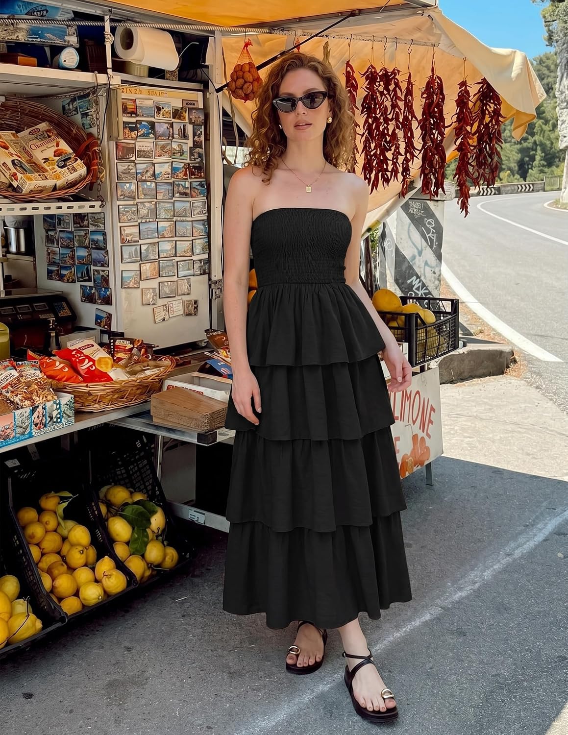 ZESICA Womens 2026 Summer Boho Strapless Maxi Dresses