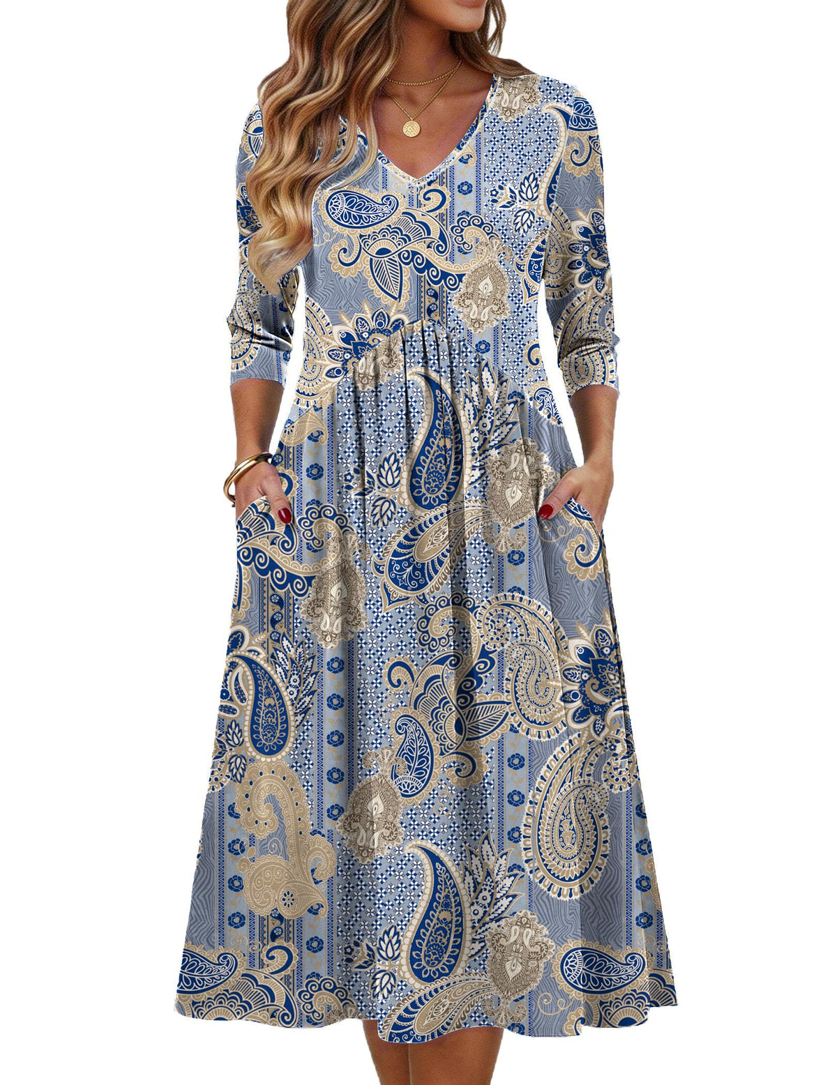Zeagoo Summer Dresses for Women 2026 3/4 Sleeve Casual Midi Tshirt Dresses