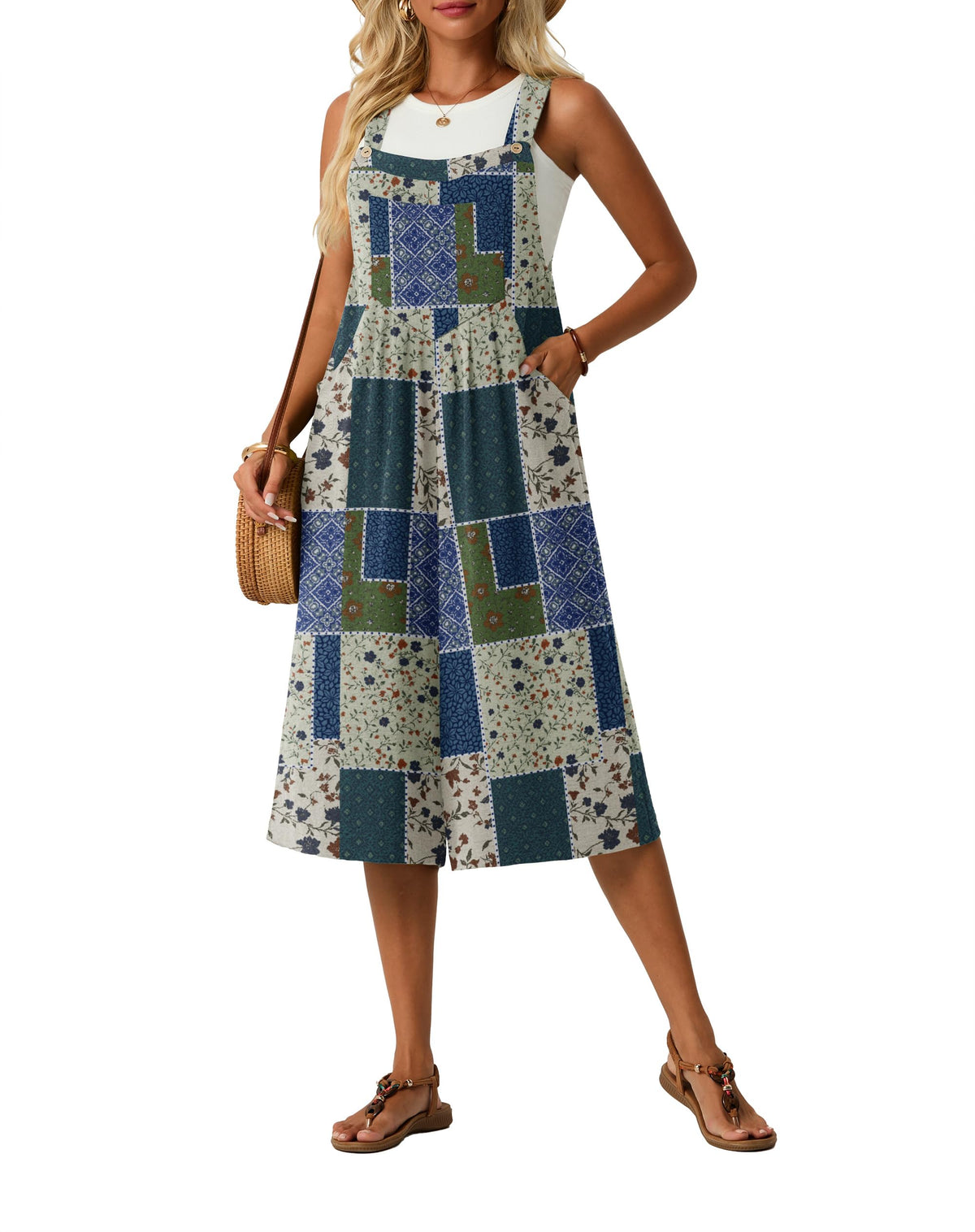 Lepunuo Womens Summer Capri Wide Leg Pants Rompers Boho Loose Fit