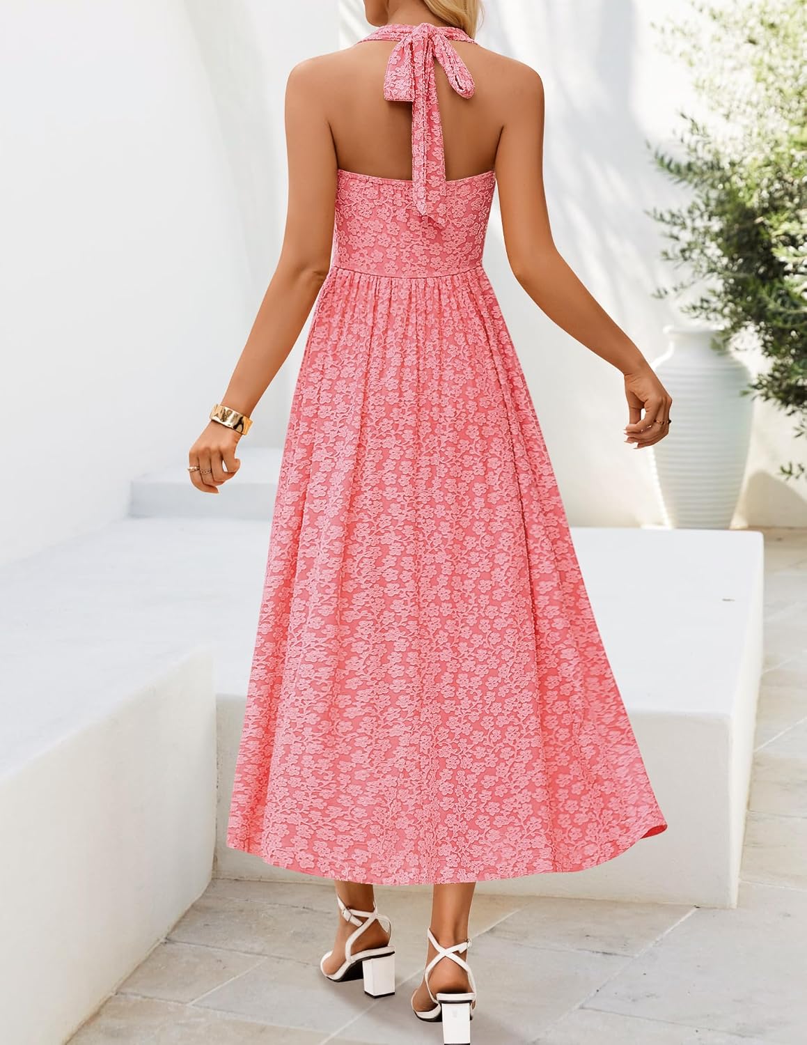 ZESICA Women's Summer Sleeveless Floral Wedding Guest Maxi Dress