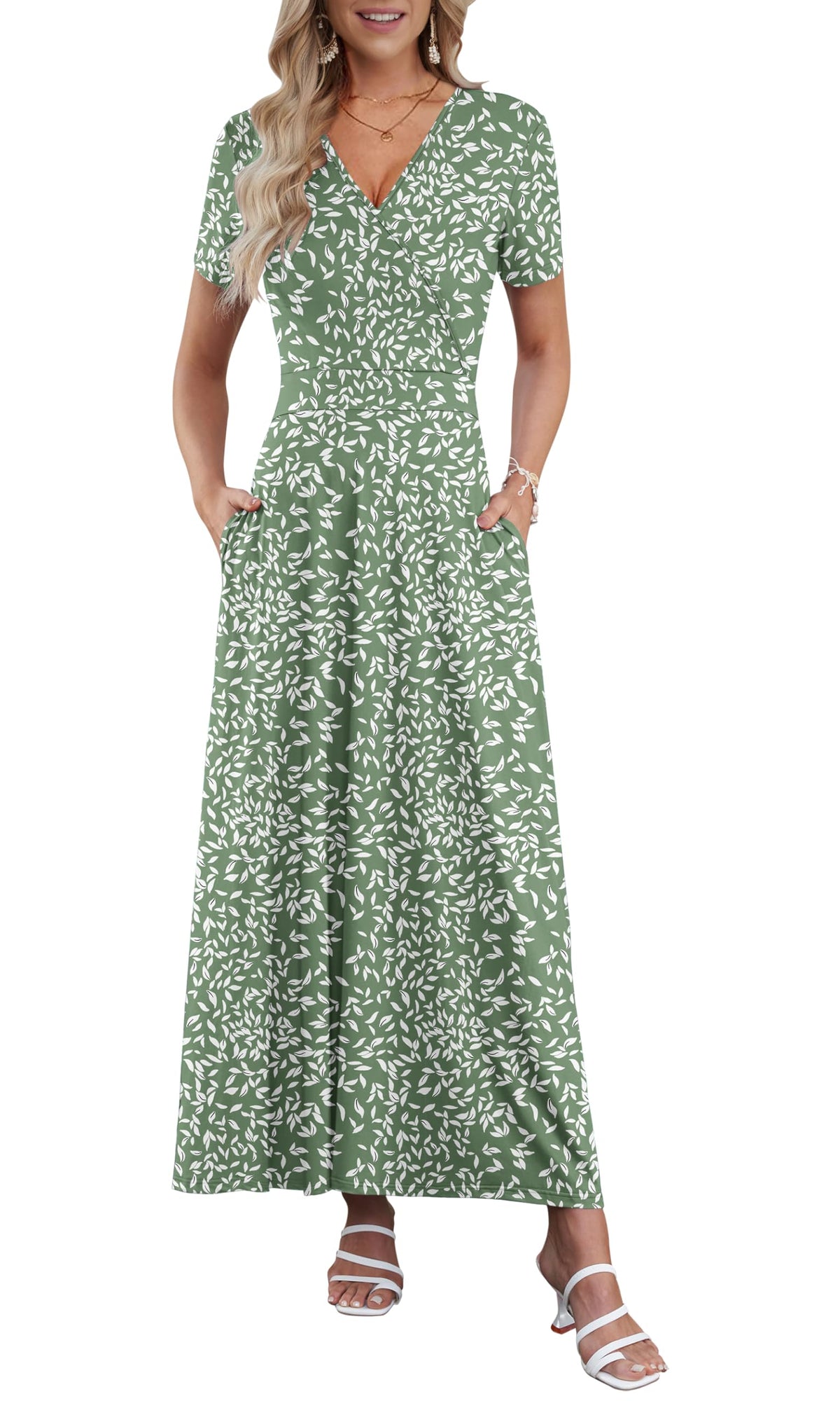 AUSELILY Maxi Dresses for Women Ankle Length Floral Beach Long Flowy Dress