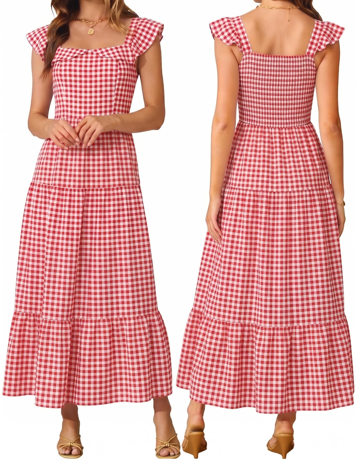 Womens Summer Sleeveless Maxi Dress Square Neck