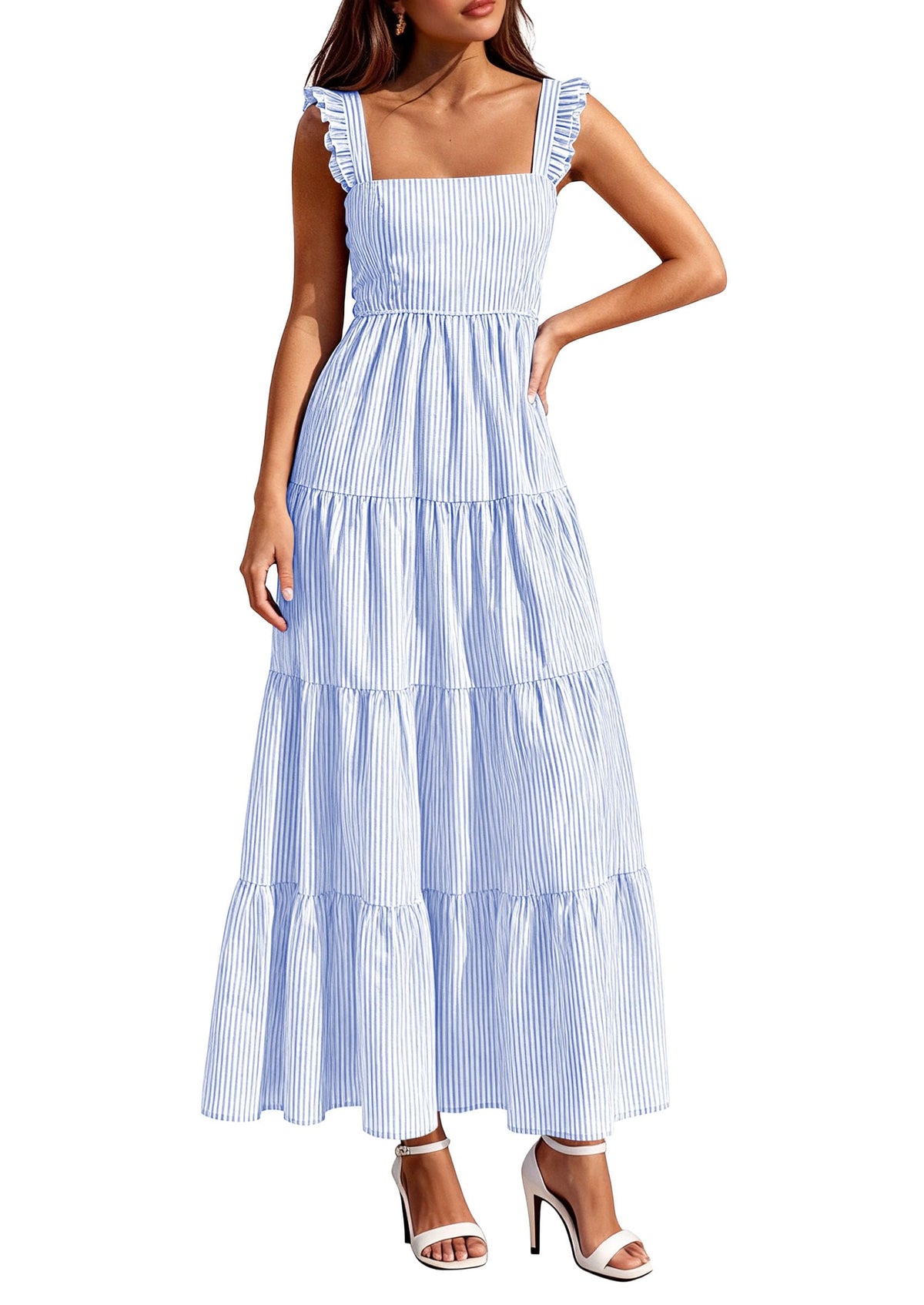 PRETTYGARDEN Women's Summer Striped Maxi Sun Dresses