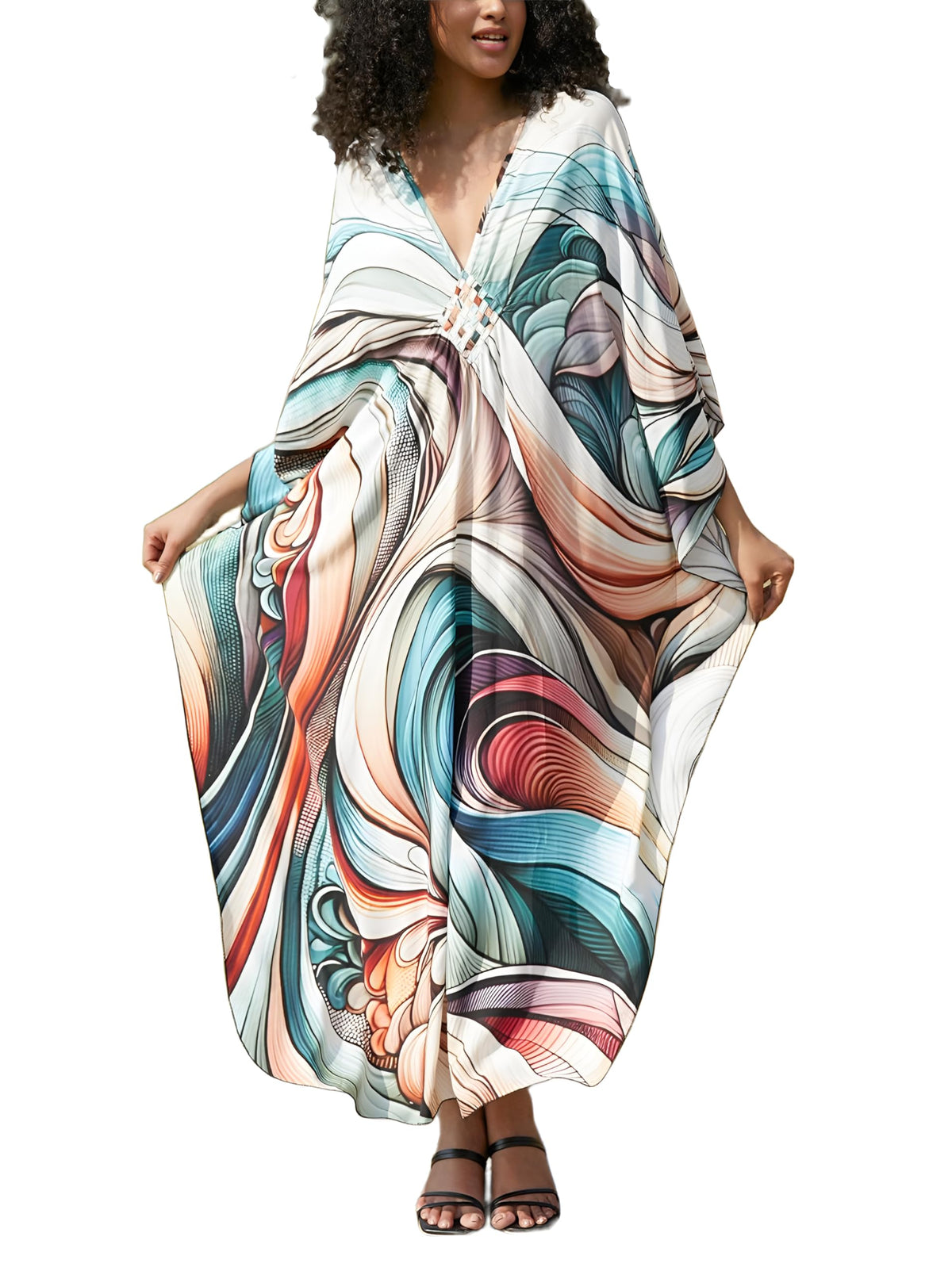 KEYLORTING Plus Size Kaftan Dress Women, African Moo Moo Print Caftan, Batwing Dress, Beach Cover Up for Party and Loungewear