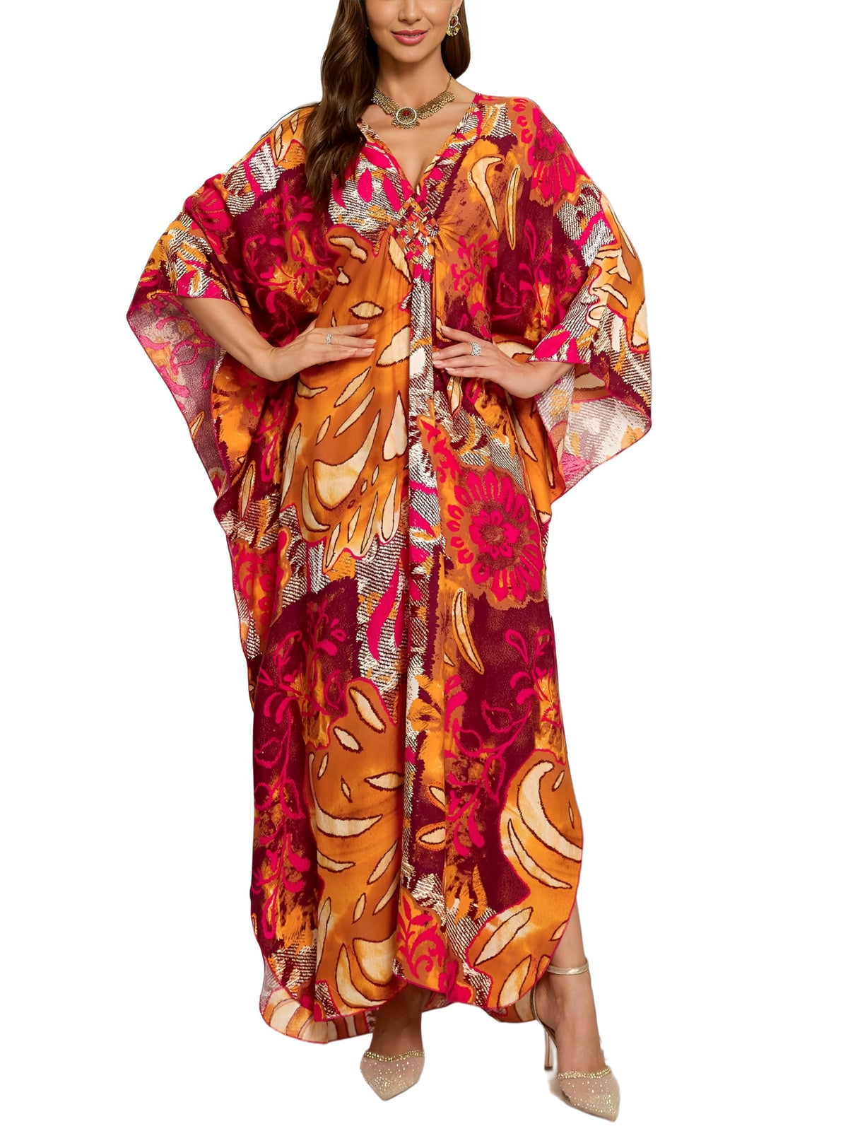 KEYLORTING Plus Size Kaftan Dress Women, African Moo Moo Print Caftan, Batwing Dress, Beach Cover Up for Party and Loungewear