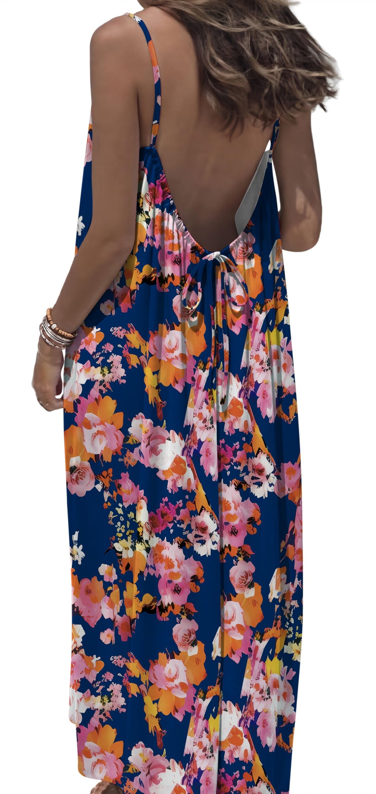 OFEEFAN Summer Dresses for Women 2026 Backless Cami Maxi Sundresses Spaghetti Strap Beach Vacation Clothes Swimsuit Coverup
