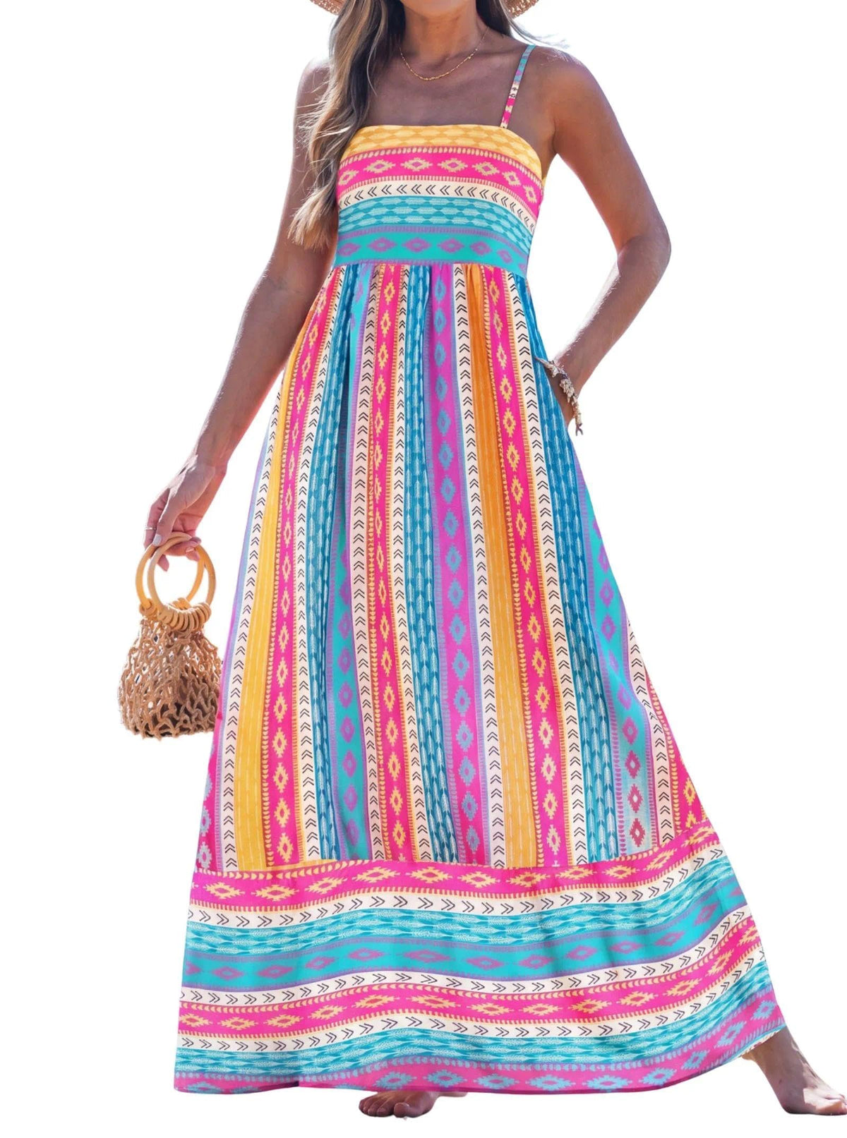 popvil Women Summer Maxi Dress 2026 Spaghetti Strap Long Beach Dress