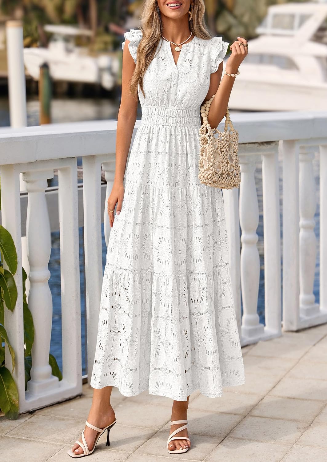 PRETTYGARDEN Women's Summer Eyelet Boho Maxi Dresses
