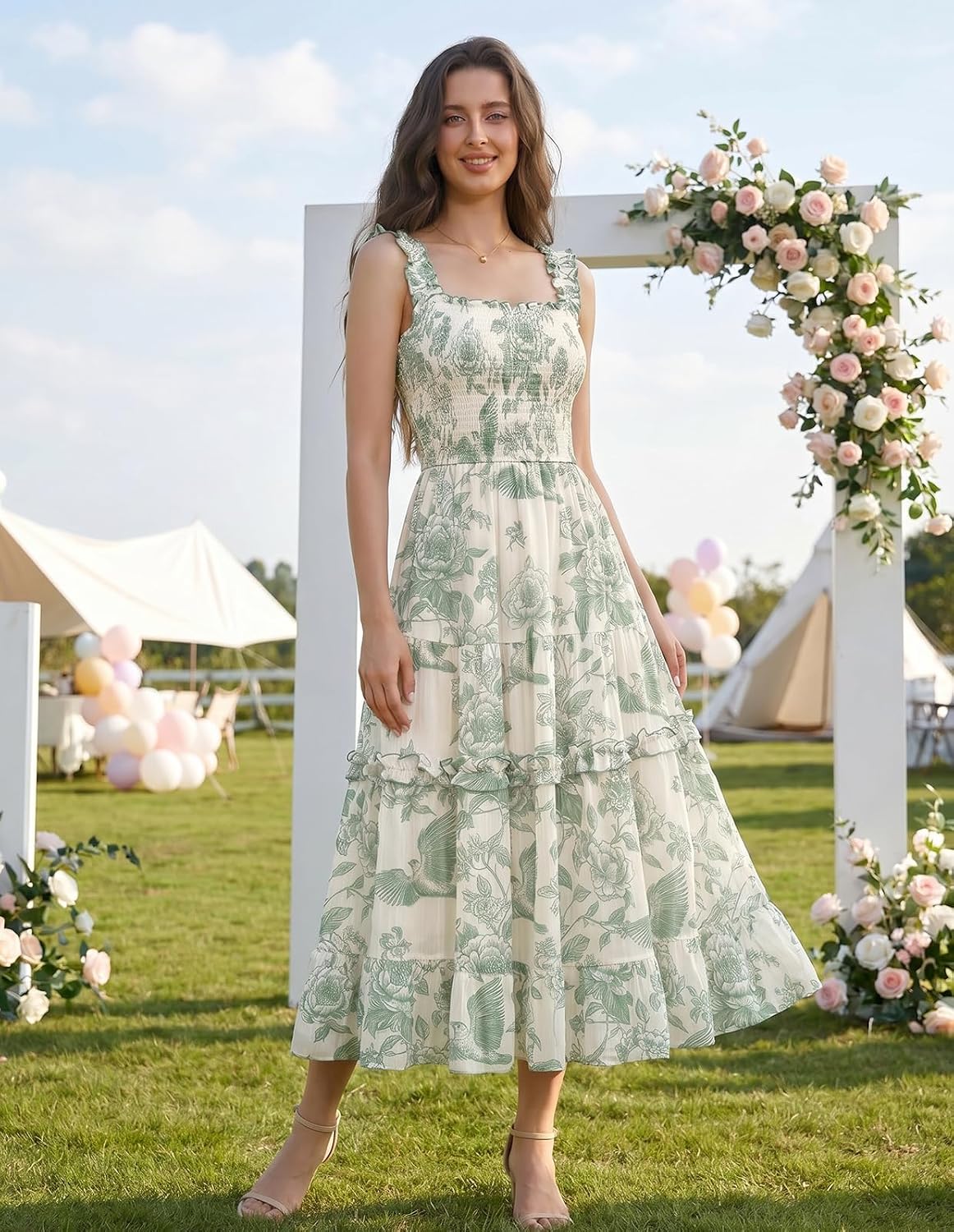 Scarlet Darkness Floral Dress for Women 2026 Summer Dress Flowy Sundress