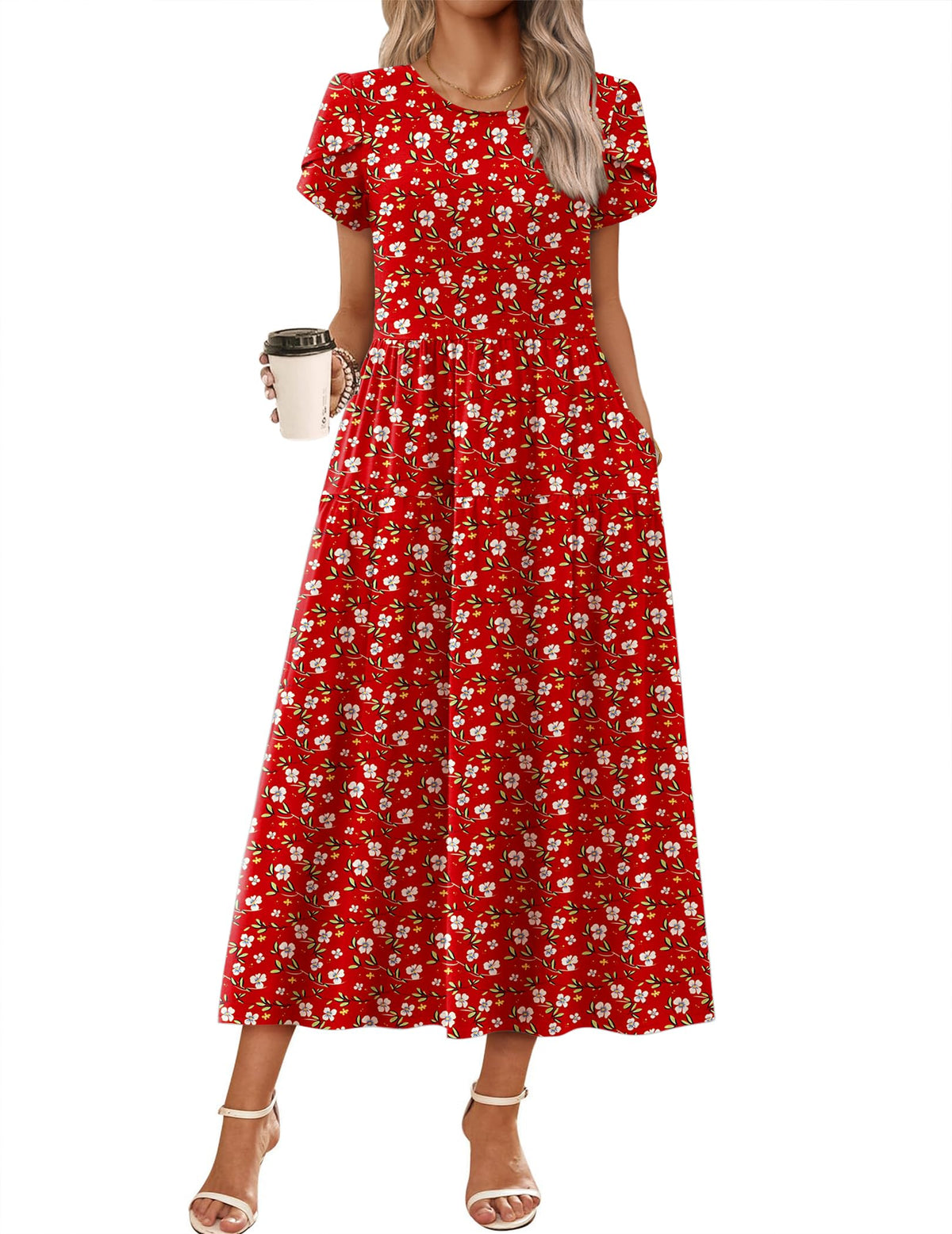 Zeagoo Summer Dresses for Women 2026 Maxi Bohemian Short Sleeve Long Dress