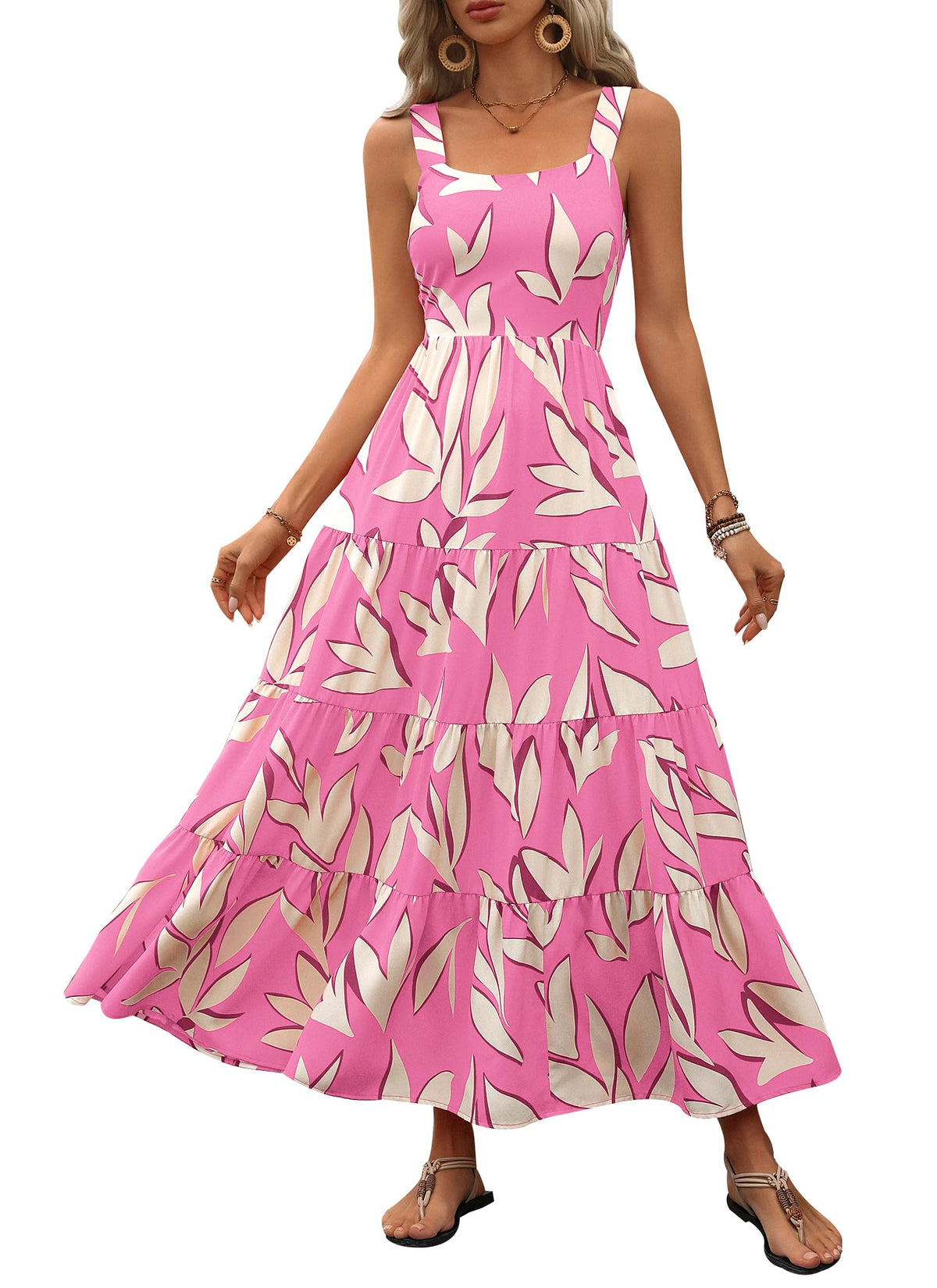 PRETTYGARDEN Womens 2026 Summer Dresses Fashion Clothing Floral Maxi Dress Ruffle Long Flowy Boho Beach Vacation Sundresses