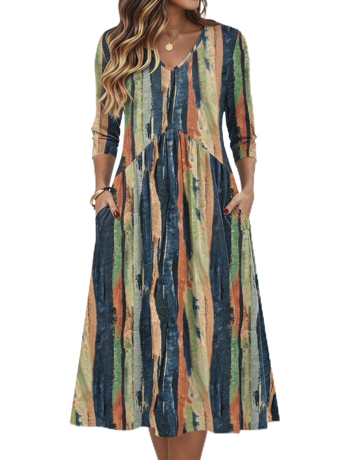 Zeagoo Summer Dresses for Women 2026 3/4 Sleeve Casual Midi Tshirt Dresses