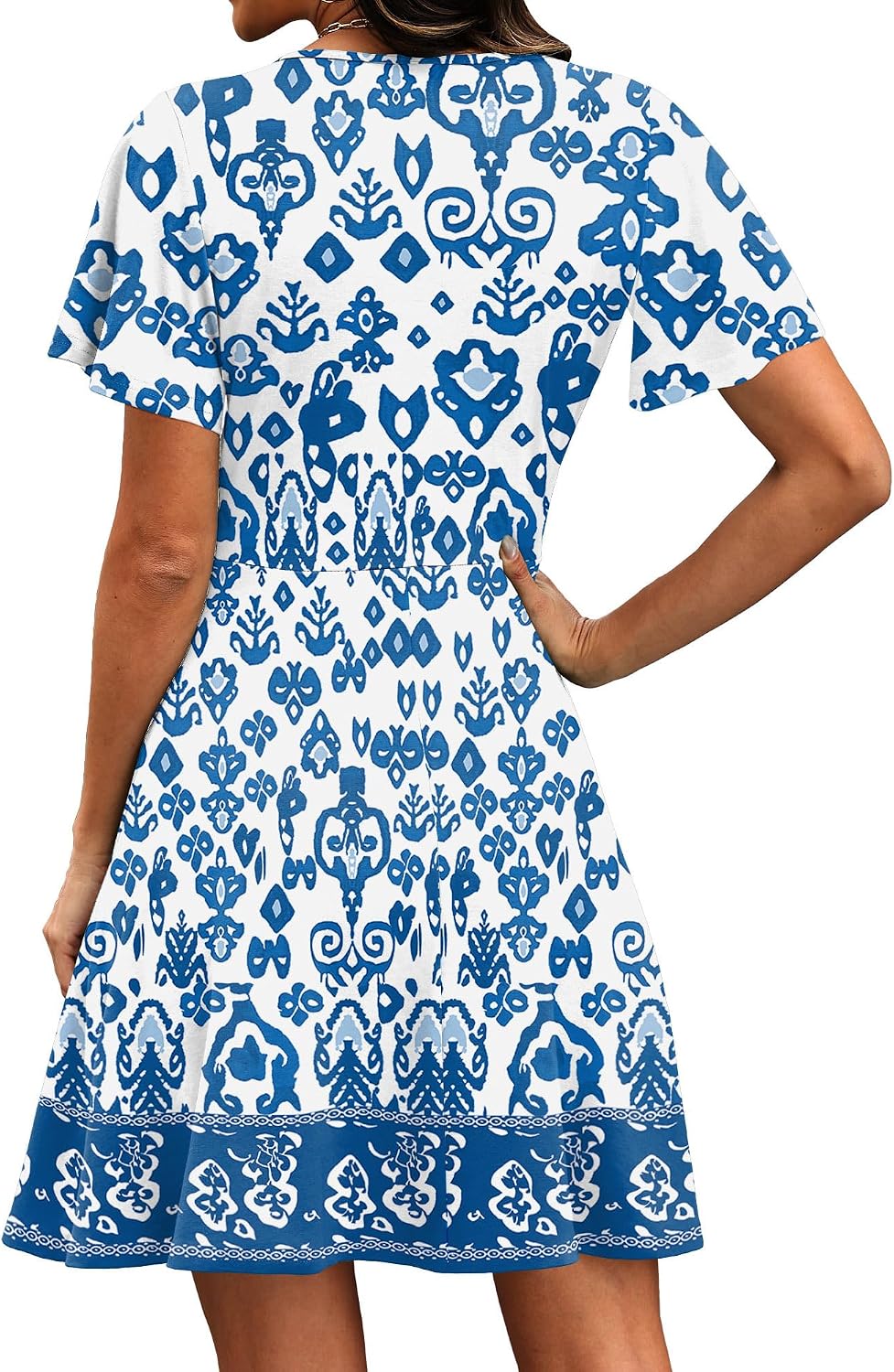 RUMIA Women Casual Dresses Wrap V Neck Dress A-Line Summer Sundress Fashion