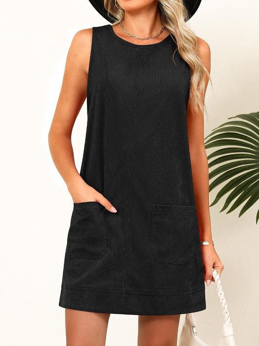 Caracilia Womens Corduroy Sleeveless Overall Mini Dress