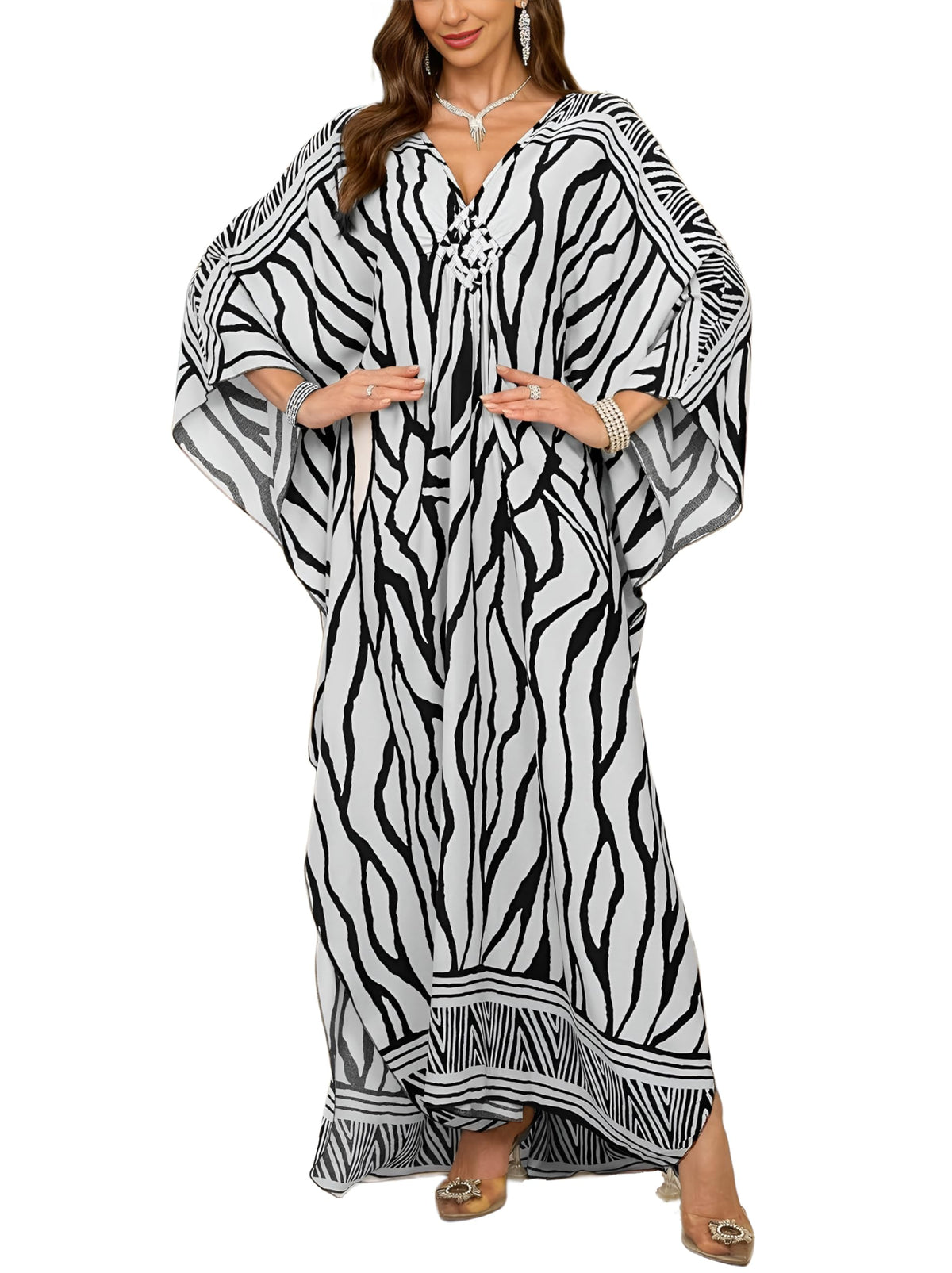 KEYLORTING Plus Size Kaftan Dress Women, African Moo Moo Print Caftan, Batwing Dress, Beach Cover Up for Party and Loungewear