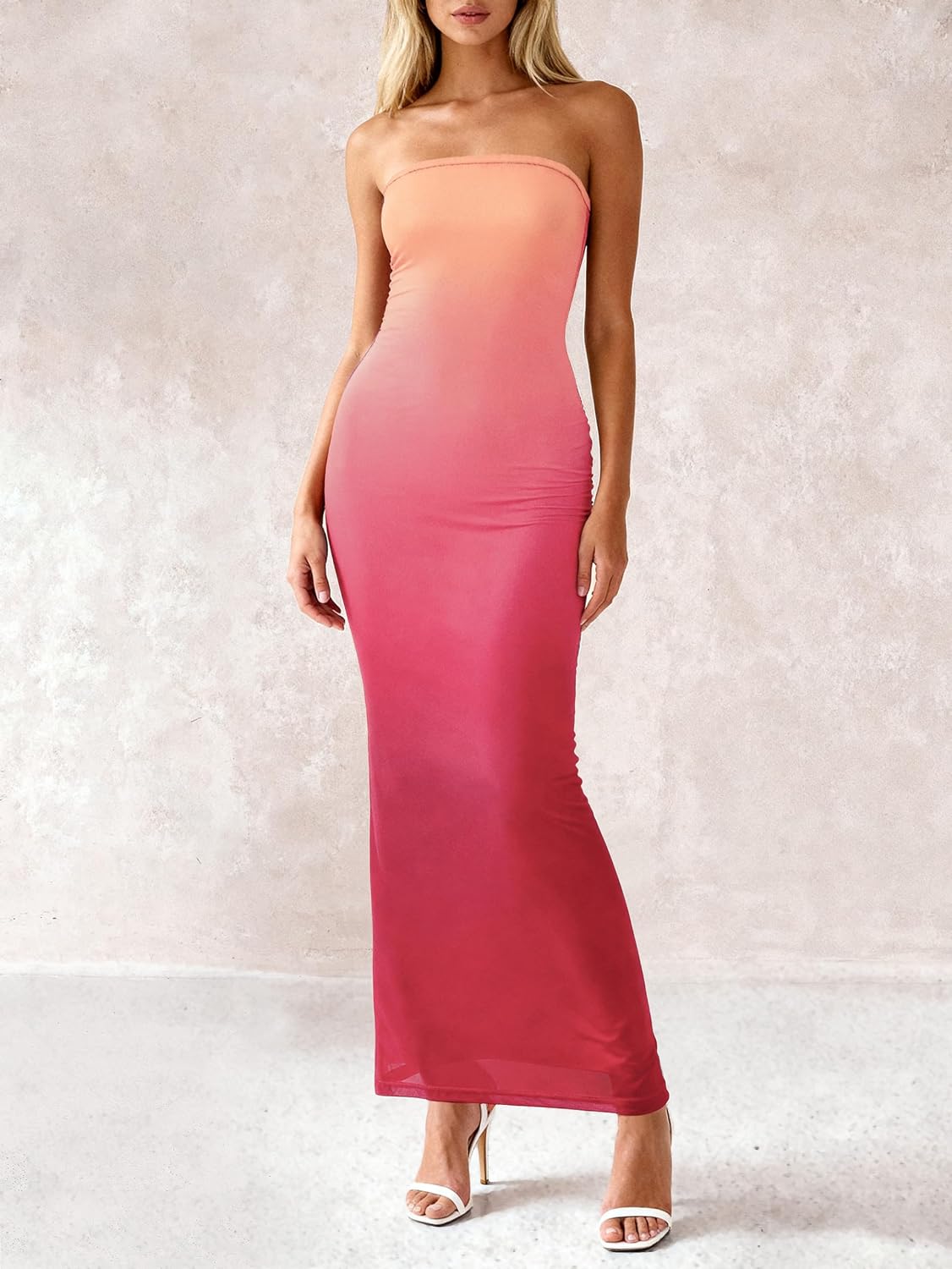PRETTYGARDEN Women Summer Strapless Maxi Dress Tube Floral Bodycon Dresses