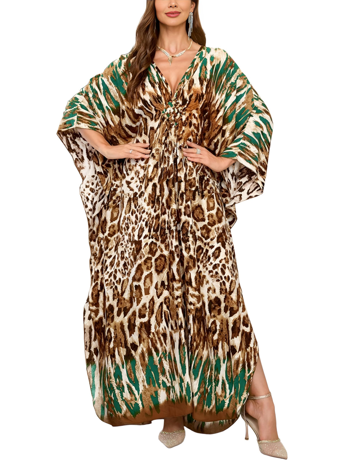 KEYLORTING Plus Size Kaftan Dress Women, African Moo Moo Print Caftan, Batwing Dress, Beach Cover Up for Party and Loungewear