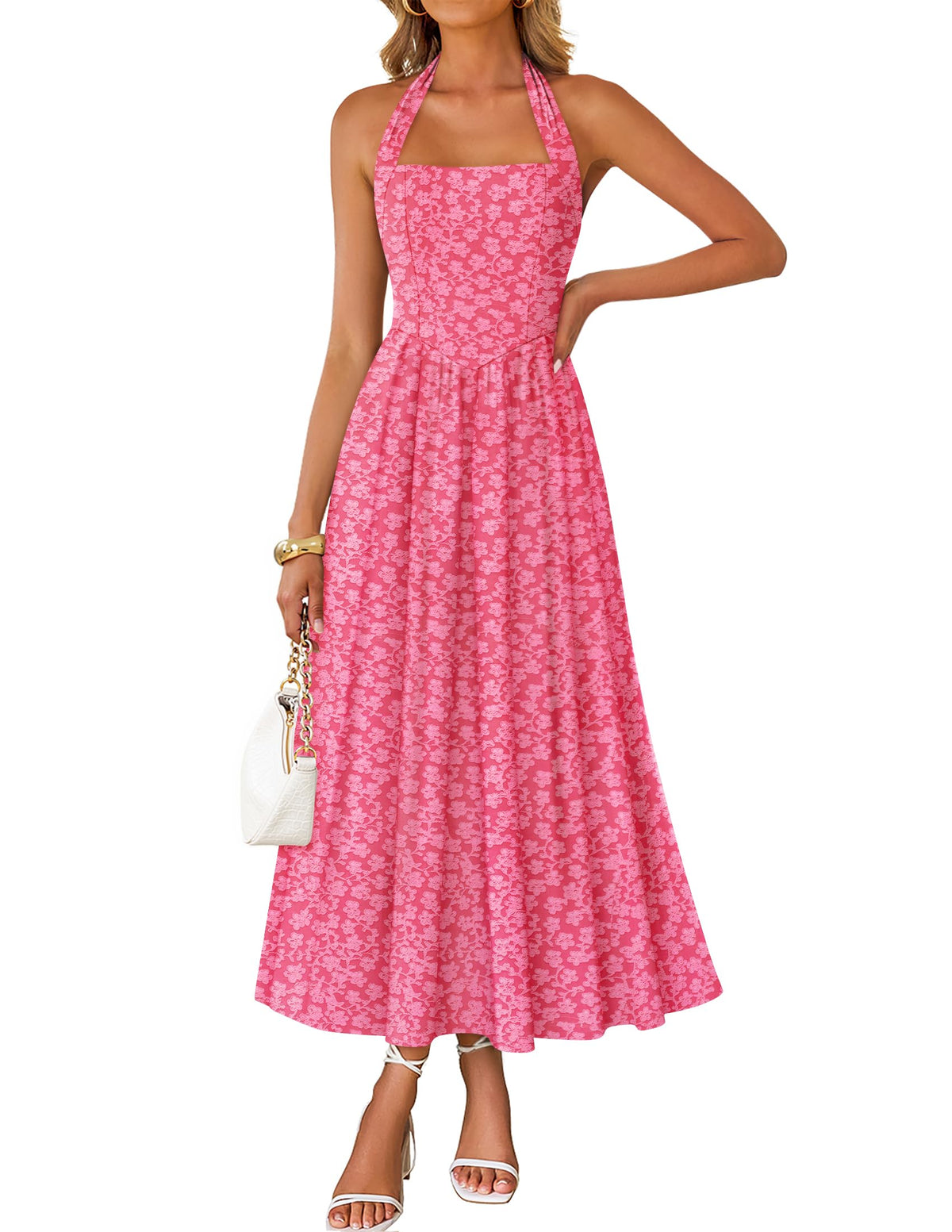 ZESICA Women's Summer Sleeveless Floral Wedding Guest Maxi Dress