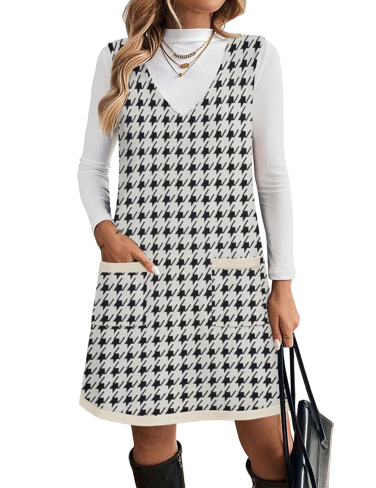 Zeagoo Women's Sweater Vest Dresses for Women 2026 V Neck Sleeveless Knit Pullover Sweater with Pockets Fall Winter Outfits