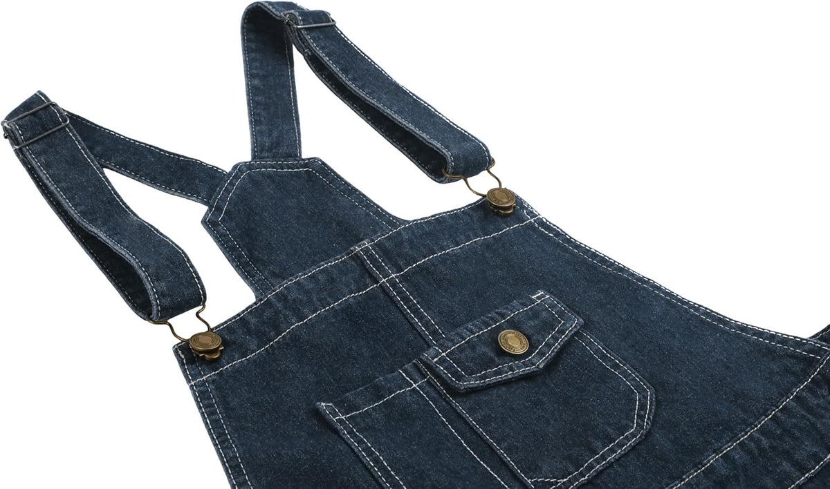 chouyatou Women's Vintage Adjustable Strap Denim Overall Dress Distressed A-Line Pinafore Bib Jean Dress