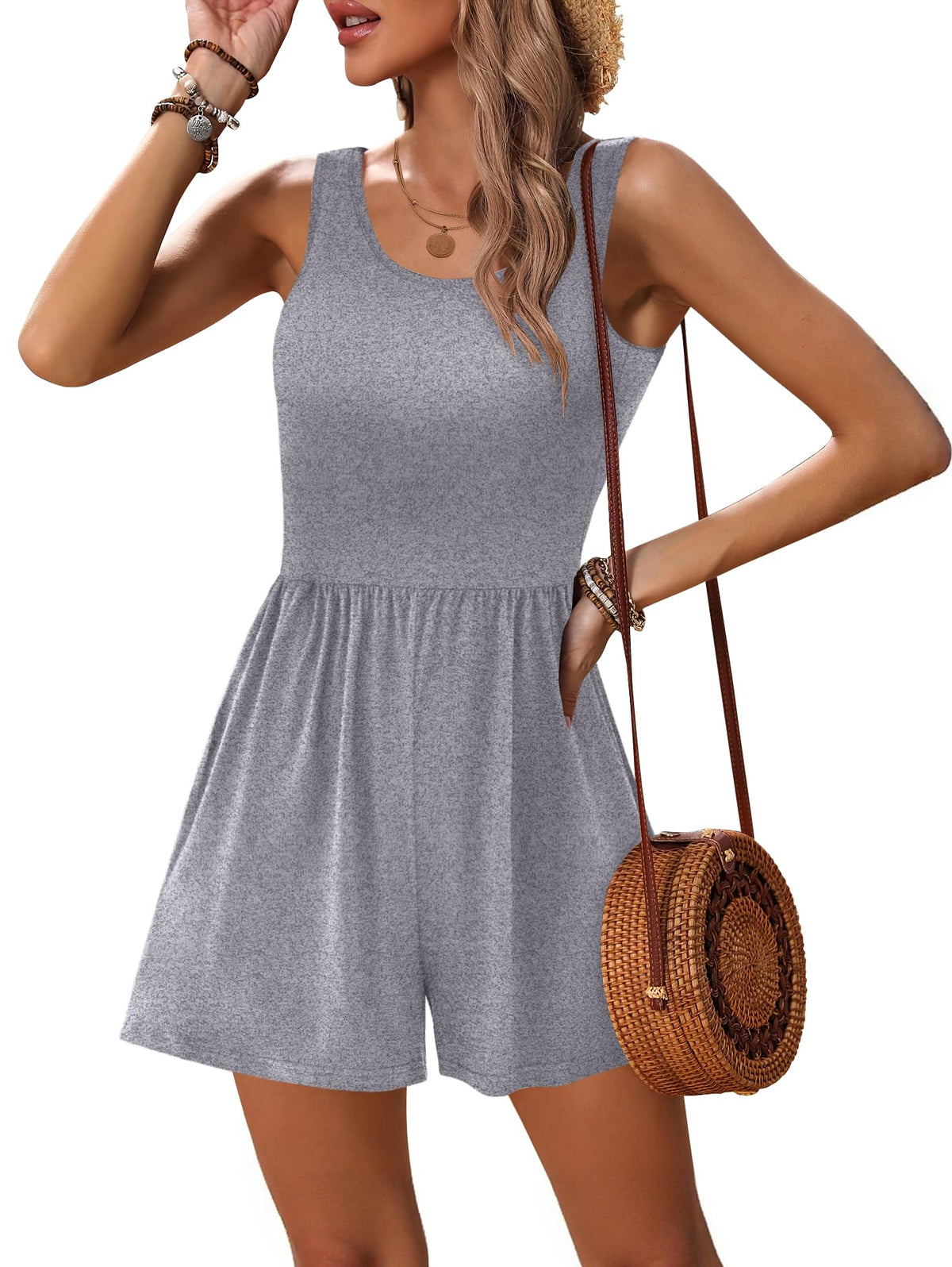 Rompers for Women Casual Summer Beach Short Jumpsuits Vacation Outfits