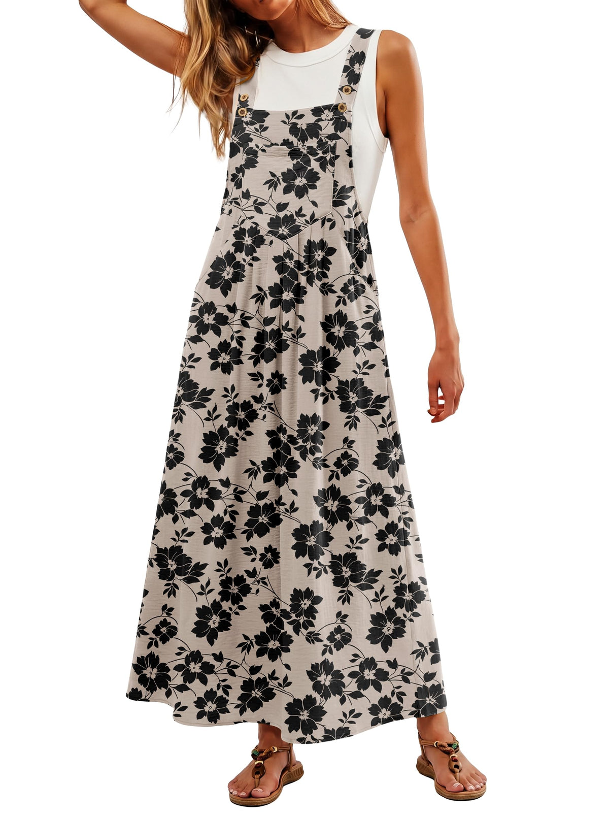 Lepunuo Summer Dresses Women Bib Overall Dresses Adjustable Beach