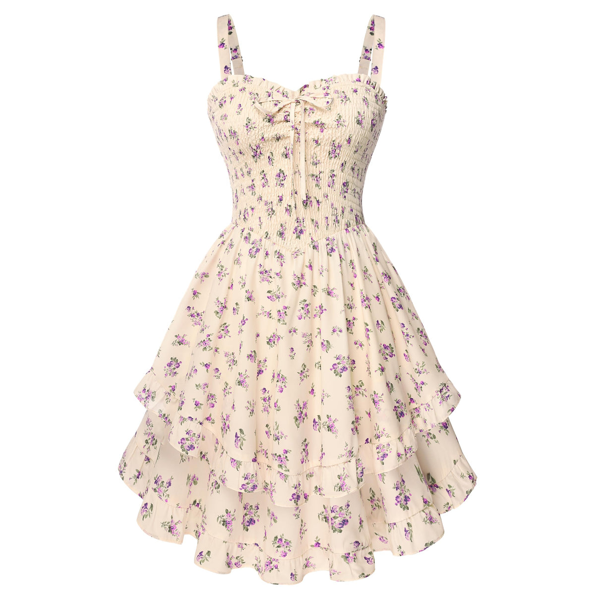 Scarlet Darkness Smocked Floral Sundresses Women Teens Summer Spring Dress