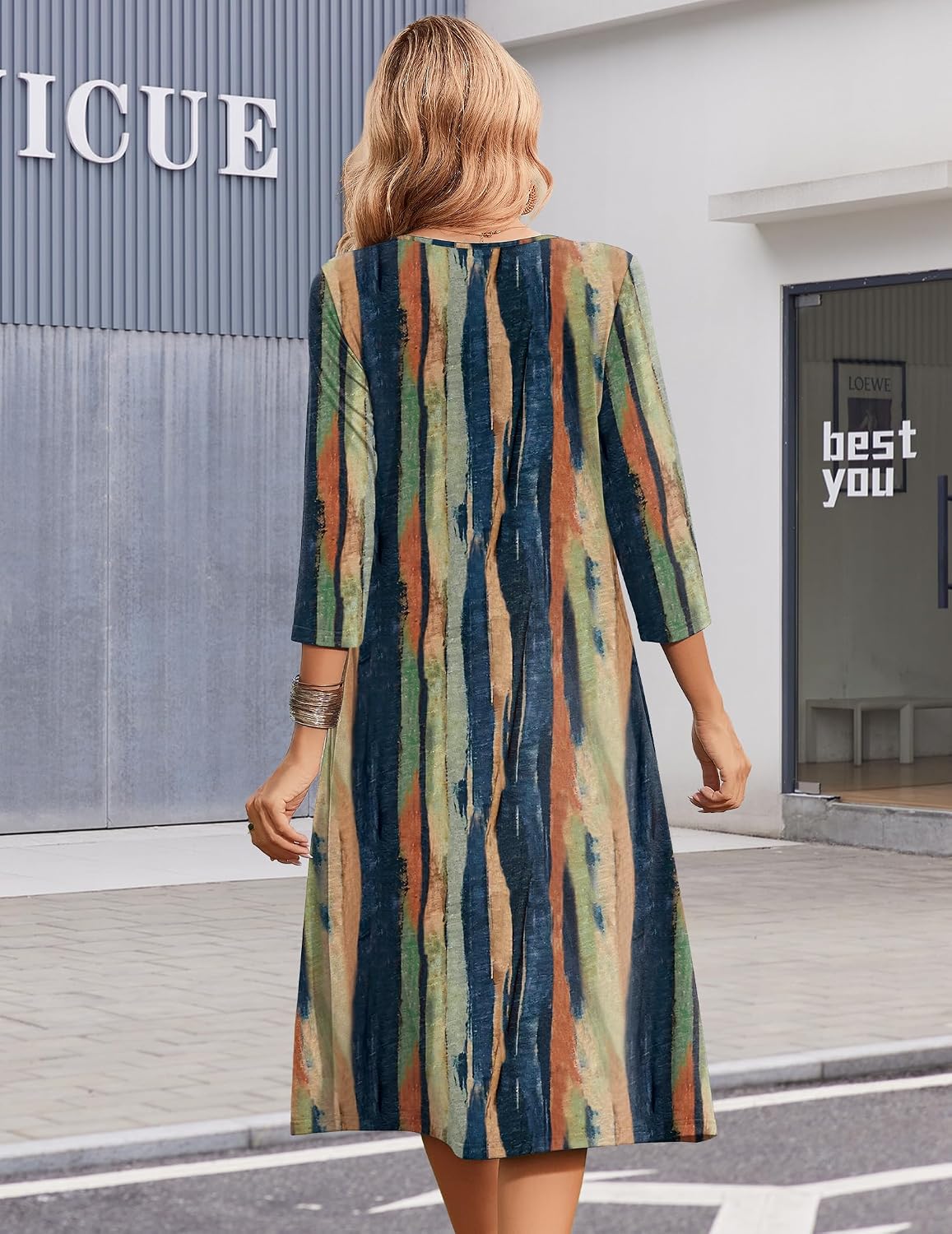 Zeagoo Summer Dresses for Women 2026 3/4 Sleeve Casual Midi Tshirt Dresses