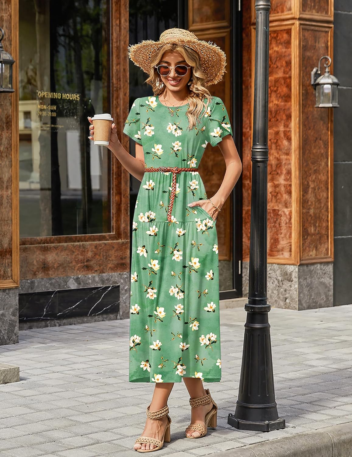 Zeagoo Summer Dresses for Women 2026 Maxi Bohemian Short Sleeve Long Dress