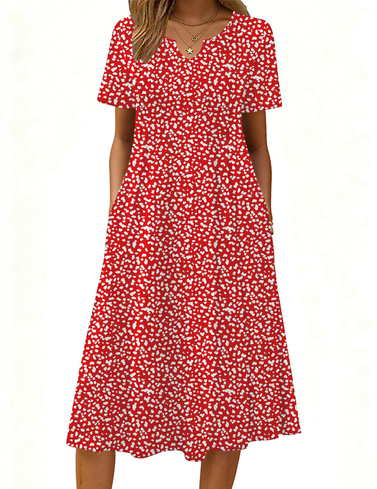 Zeagoo Summer Dresses for Women 2026 Casual Short Sleeve Aline Midi Dress with Pocket Flowy Pleated Tshirt Beach Sundress