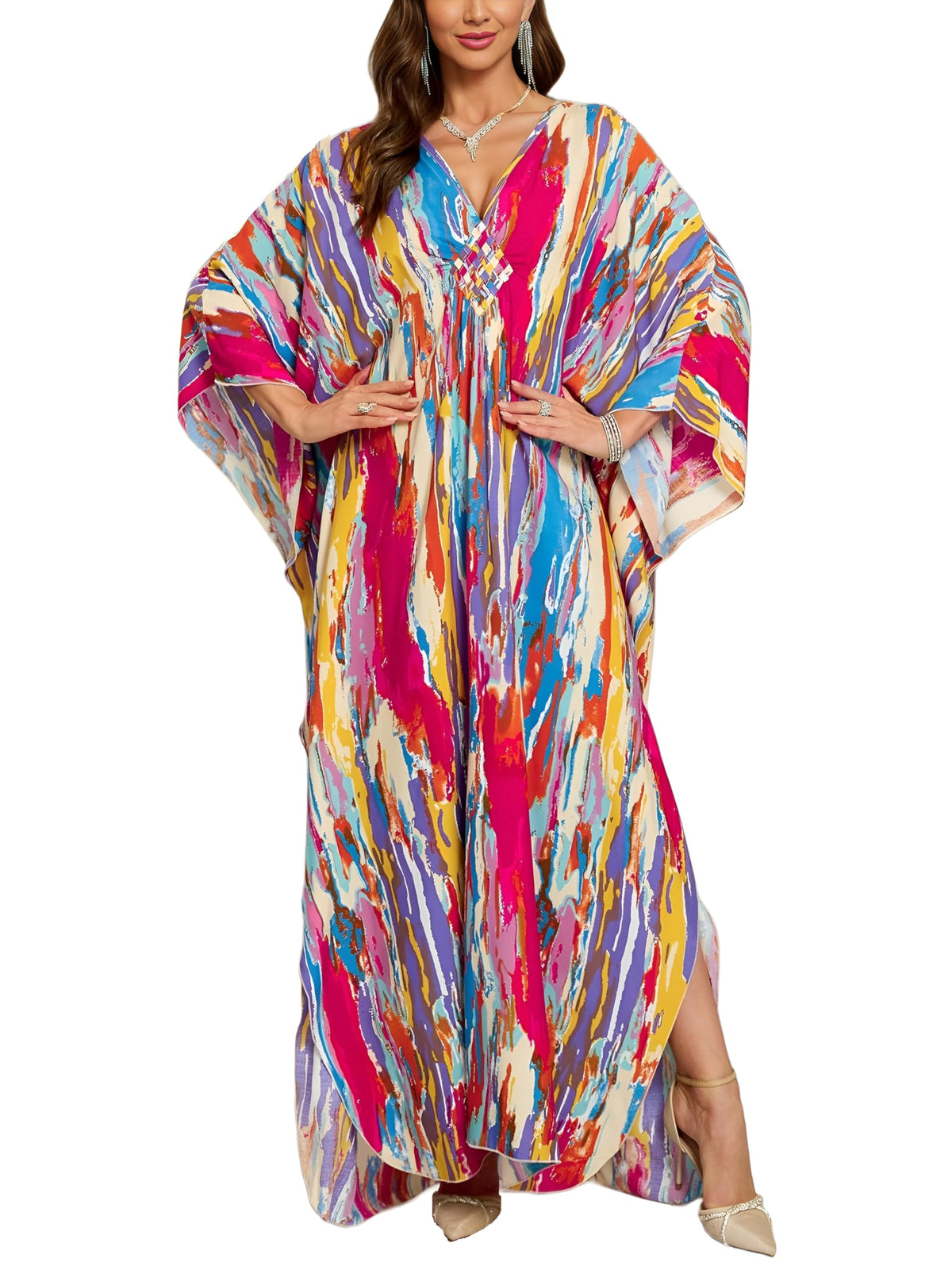 KEYLORTING Plus Size Kaftan Dress Women, African Moo Moo Print Caftan, Batwing Dress, Beach Cover Up for Party and Loungewear