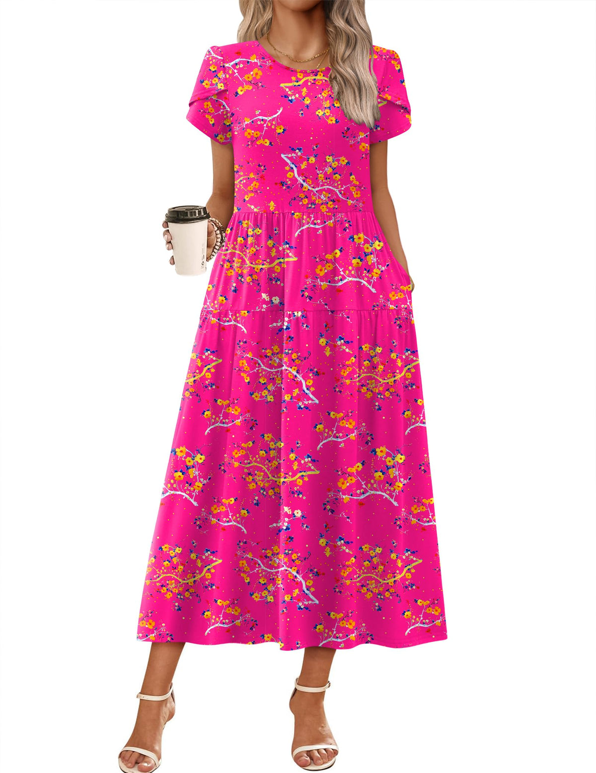 Zeagoo Summer Dresses for Women 2026 Maxi Bohemian Short Sleeve Long Dress