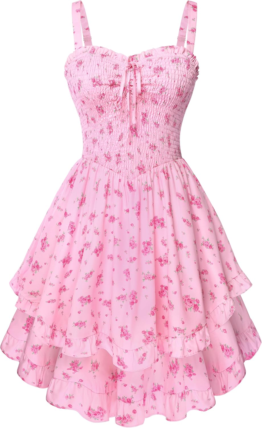 Scarlet Darkness Smocked Floral Sundresses Women Teens Summer Spring Dress