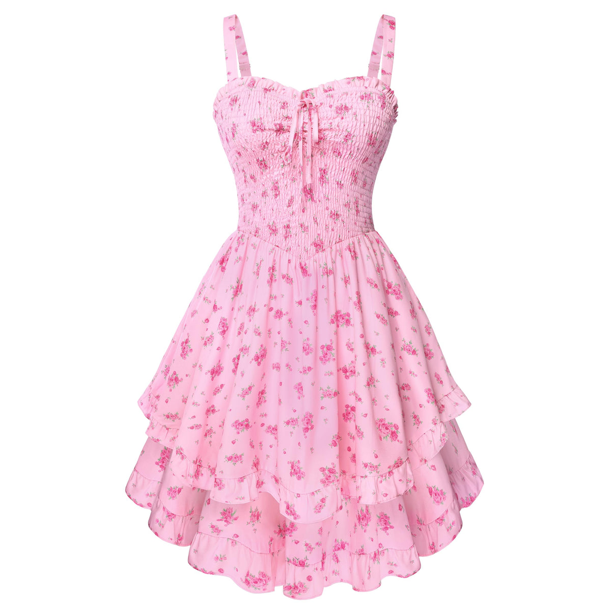 Scarlet Darkness Smocked Floral Sundresses Women Teens Summer Spring Dress