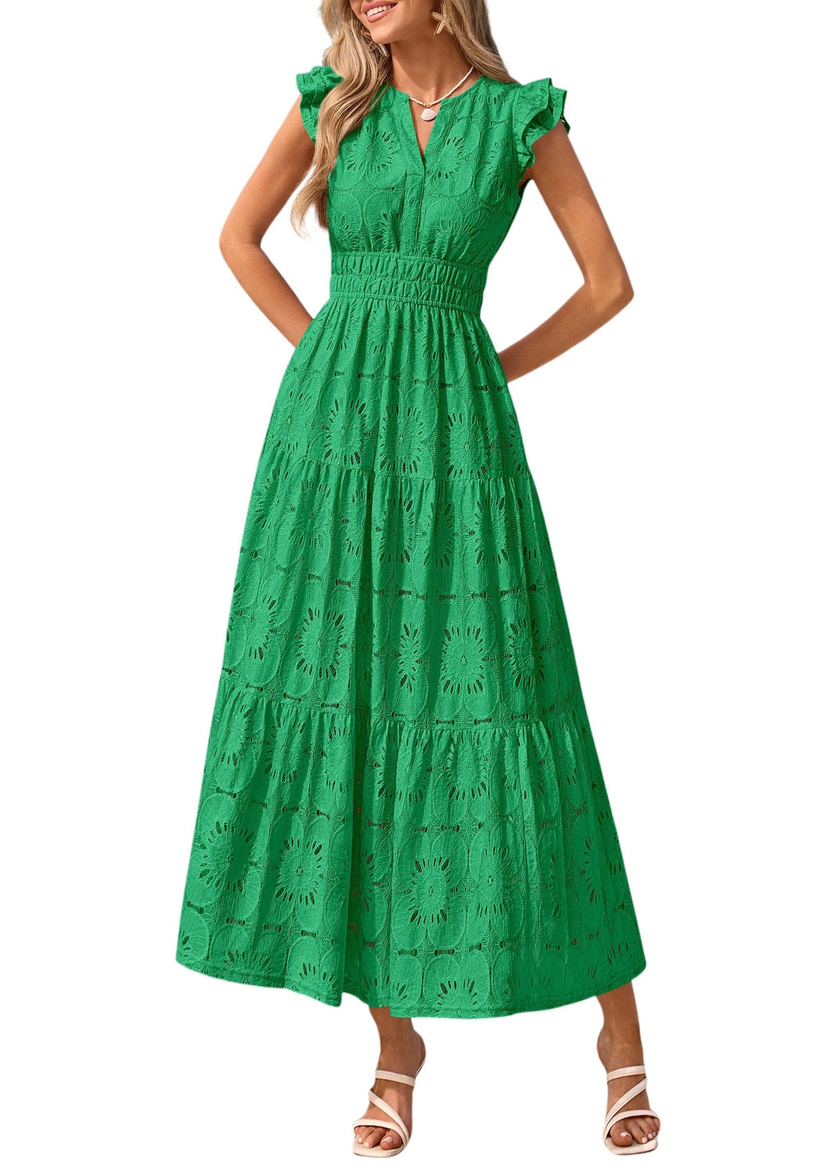 PRETTYGARDEN Women's Summer Eyelet Boho Maxi Dresses