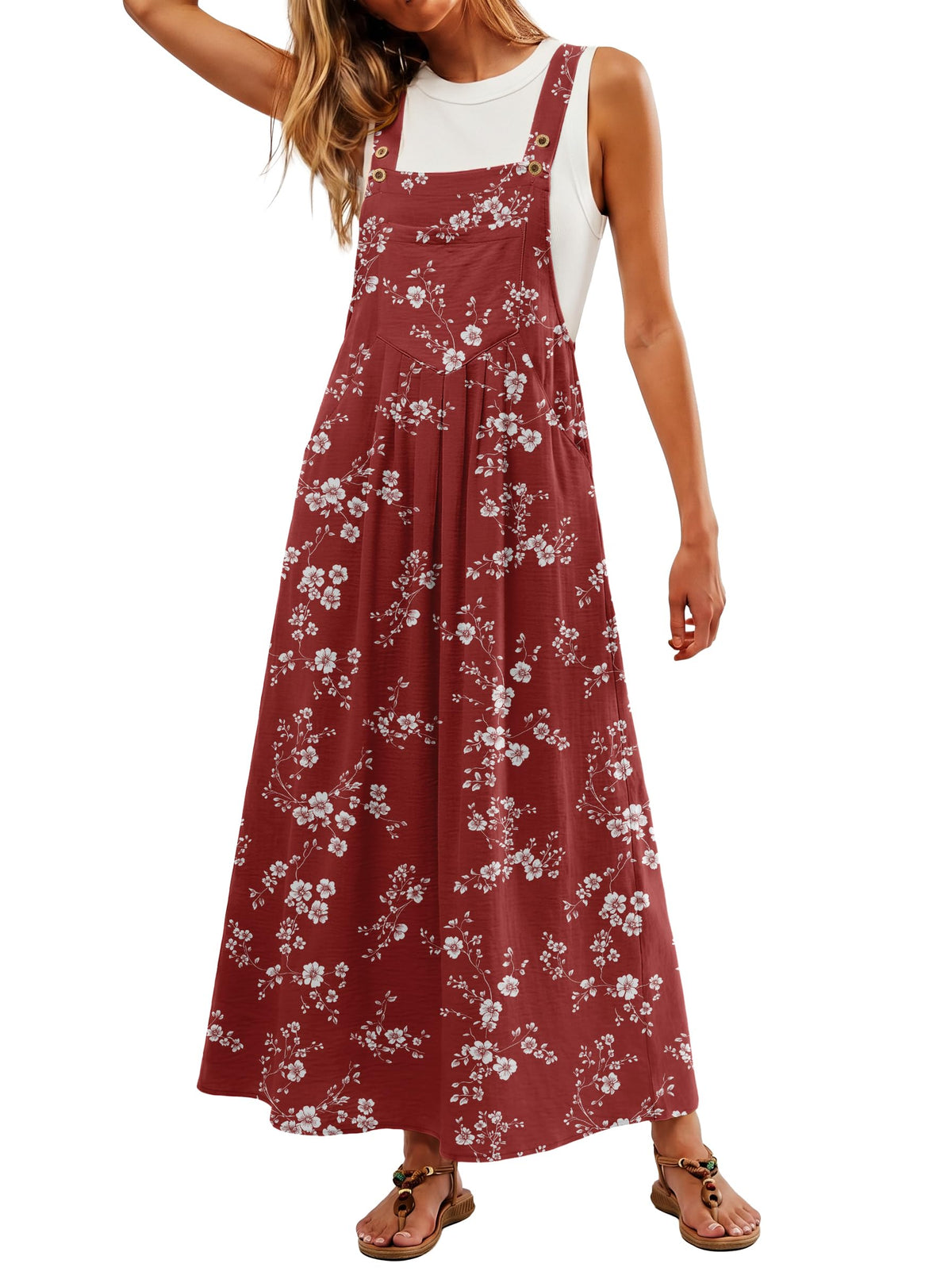 Lepunuo Summer Dresses Women Bib Overall Dresses Adjustable Beach