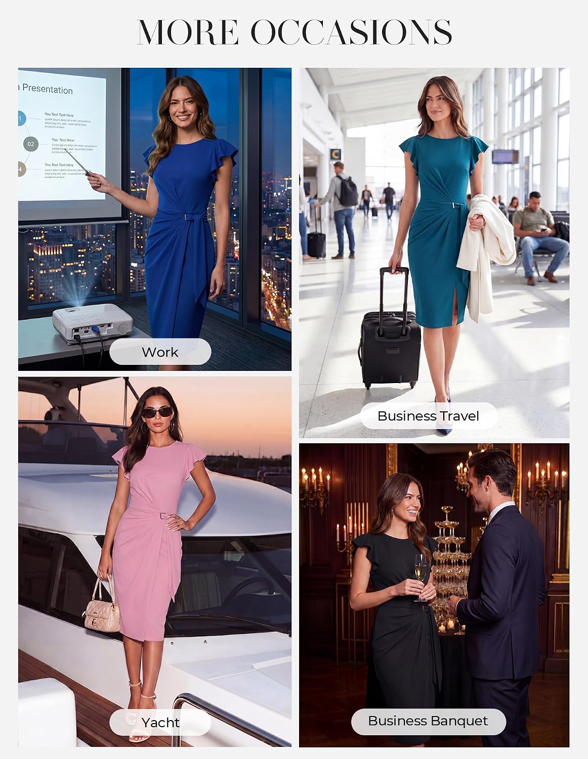 GRACE KARIN Women's Business Casual Midi Dress Church Work Bodycon Dresses