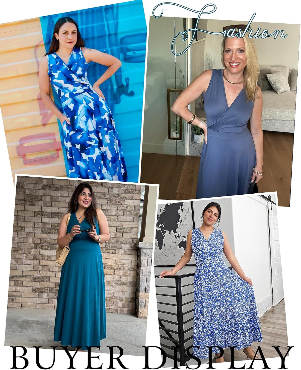 AUSELILY Womens Maxi Dress Summer Sleeveless Wrap Long Dresses with Pockets