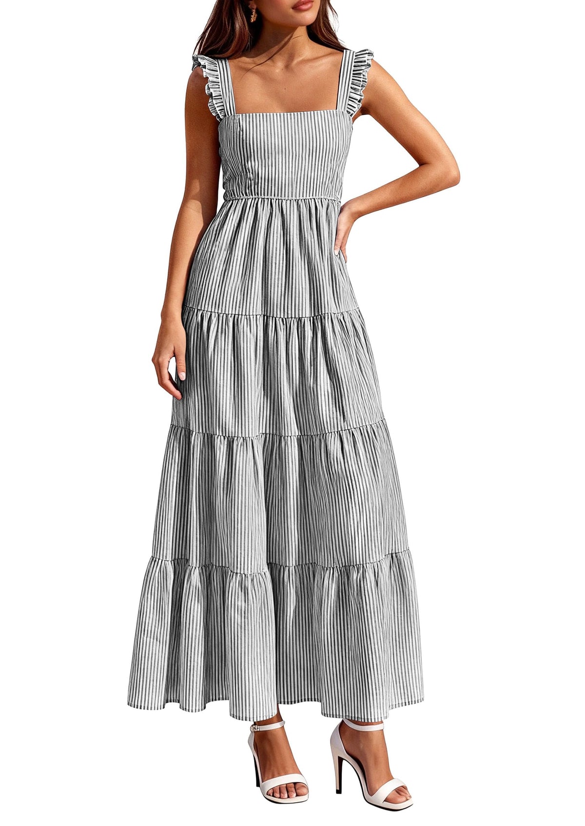 PRETTYGARDEN Women's Summer Striped Maxi Sun Dresses