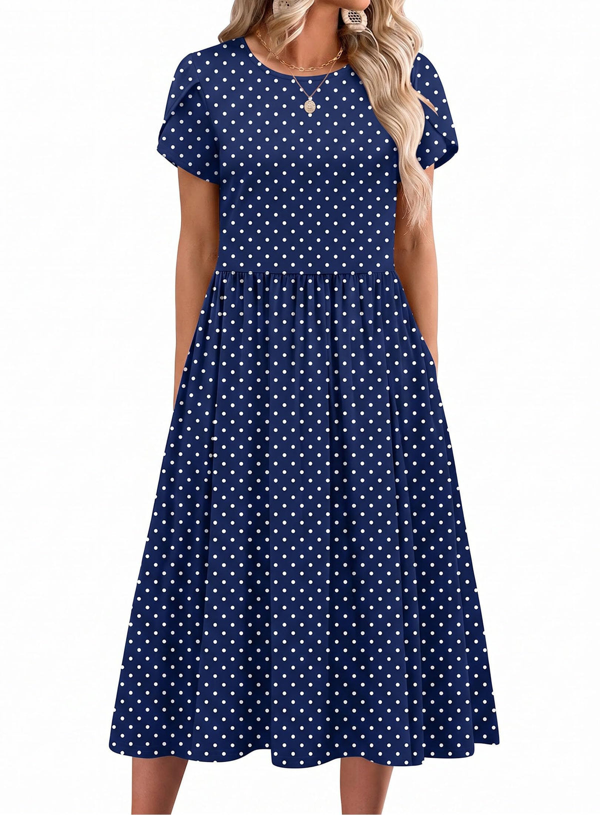 Zeagoo Womens Summer Dresses Casual Aline Midi Dress Short Sleeve Floral Tshirt Dress Flowy Beach Sundresses with Pockets