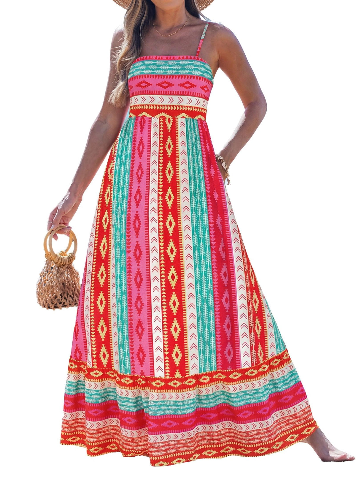 popvil Women Summer Maxi Dress 2026 Spaghetti Strap Long Beach Dress