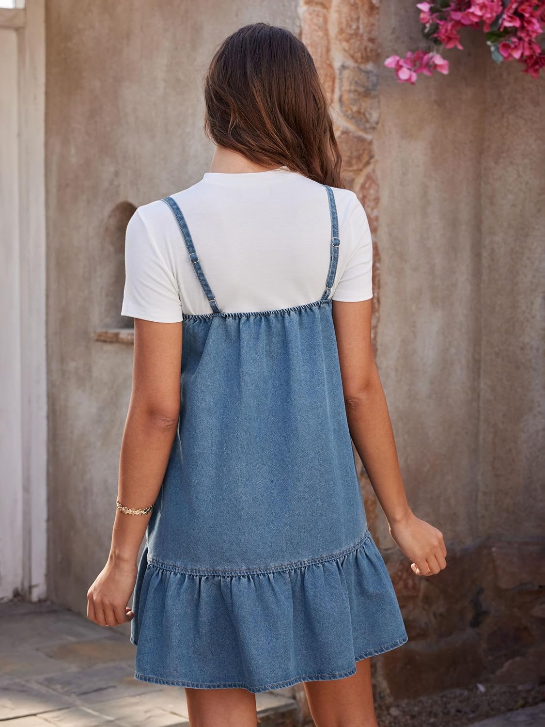 CIDER Womens Denim Overall Dress Jumper with Pockets Adjustable Strap