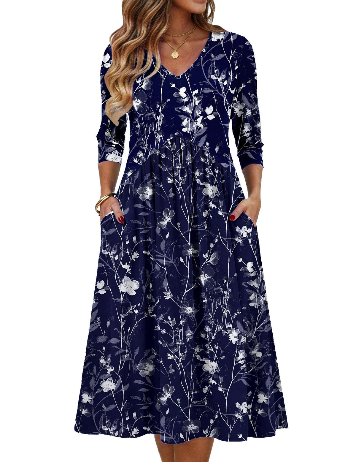 Zeagoo Summer Dresses for Women 2026 3/4 Sleeve Casual Midi Tshirt Dresses