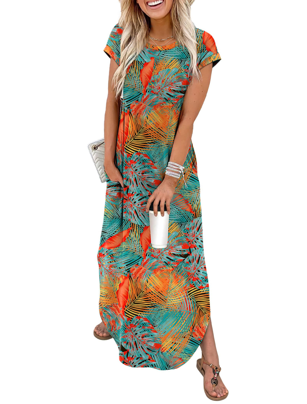 WIHOLL Summer Dresses Cap Sleeve Crewneck Maxi Long Casual Dress with Pockets Beach Vacation Sundresses 2026 Trendy
