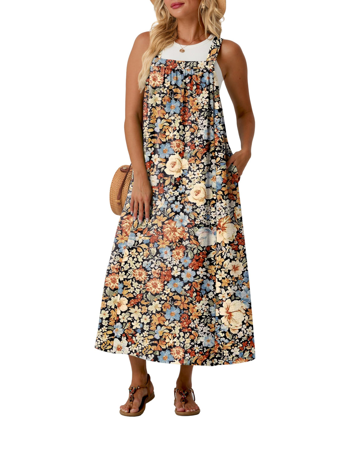 Lepunuo Overall Dress for Women Summer Adjustable Casual Cover Up